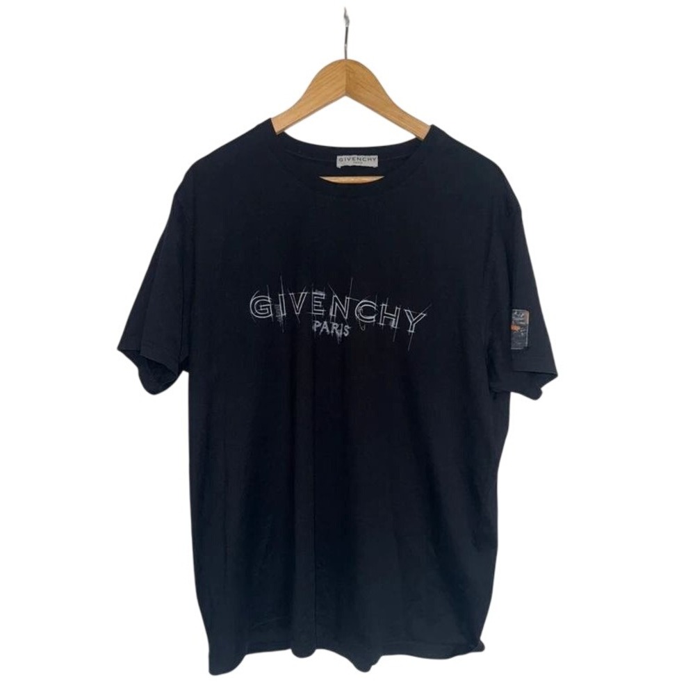 Givenchy Paris Sketch Logo Black T-Shirt Regular Fit BM70ZQ3002 Mens L